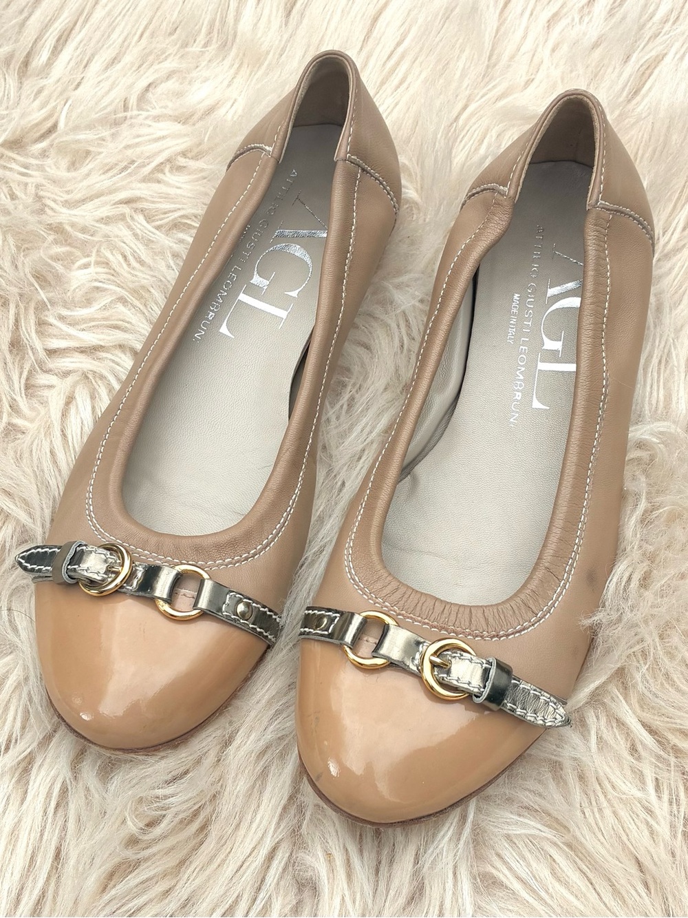 AGL Monika Cap Toe Flats Sz 36.5, 7.5 US